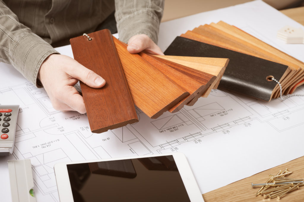 Different types of wood flooring samples