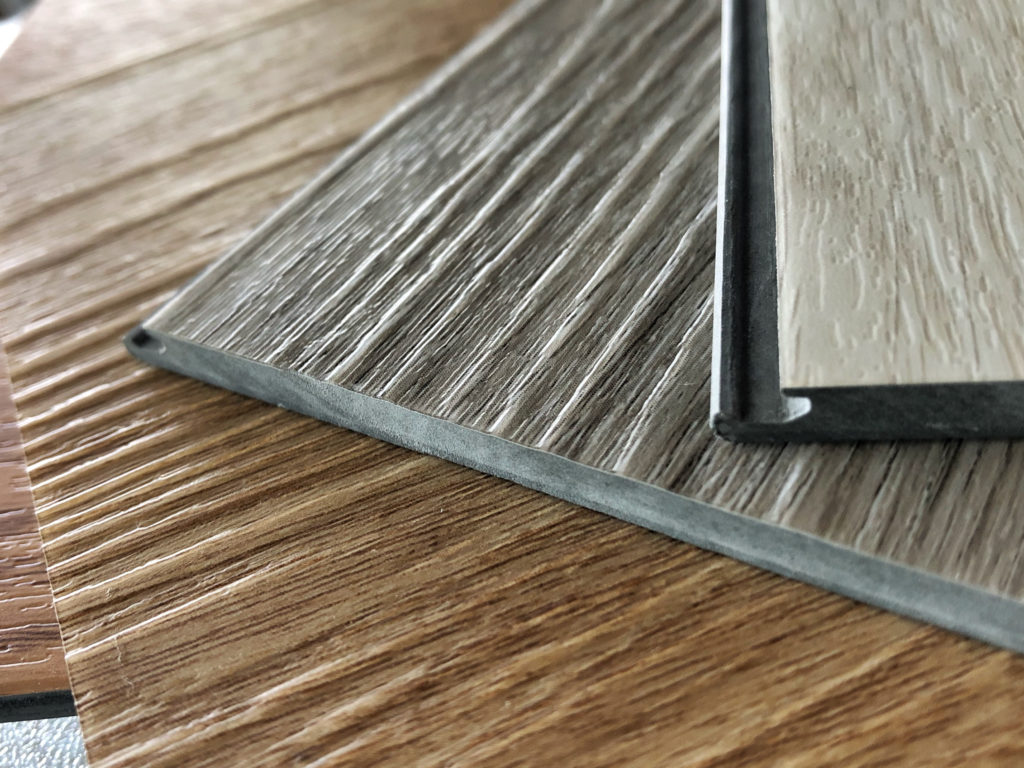 Rigid vinyl plank flooring samples