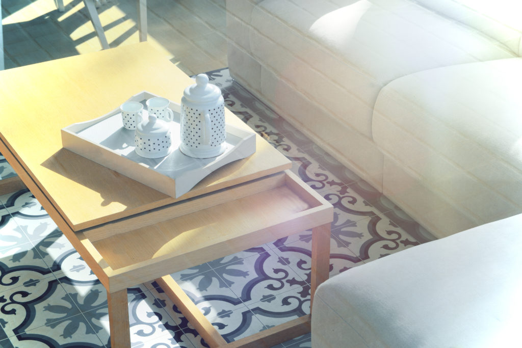 cement tiles patterned in latin living room