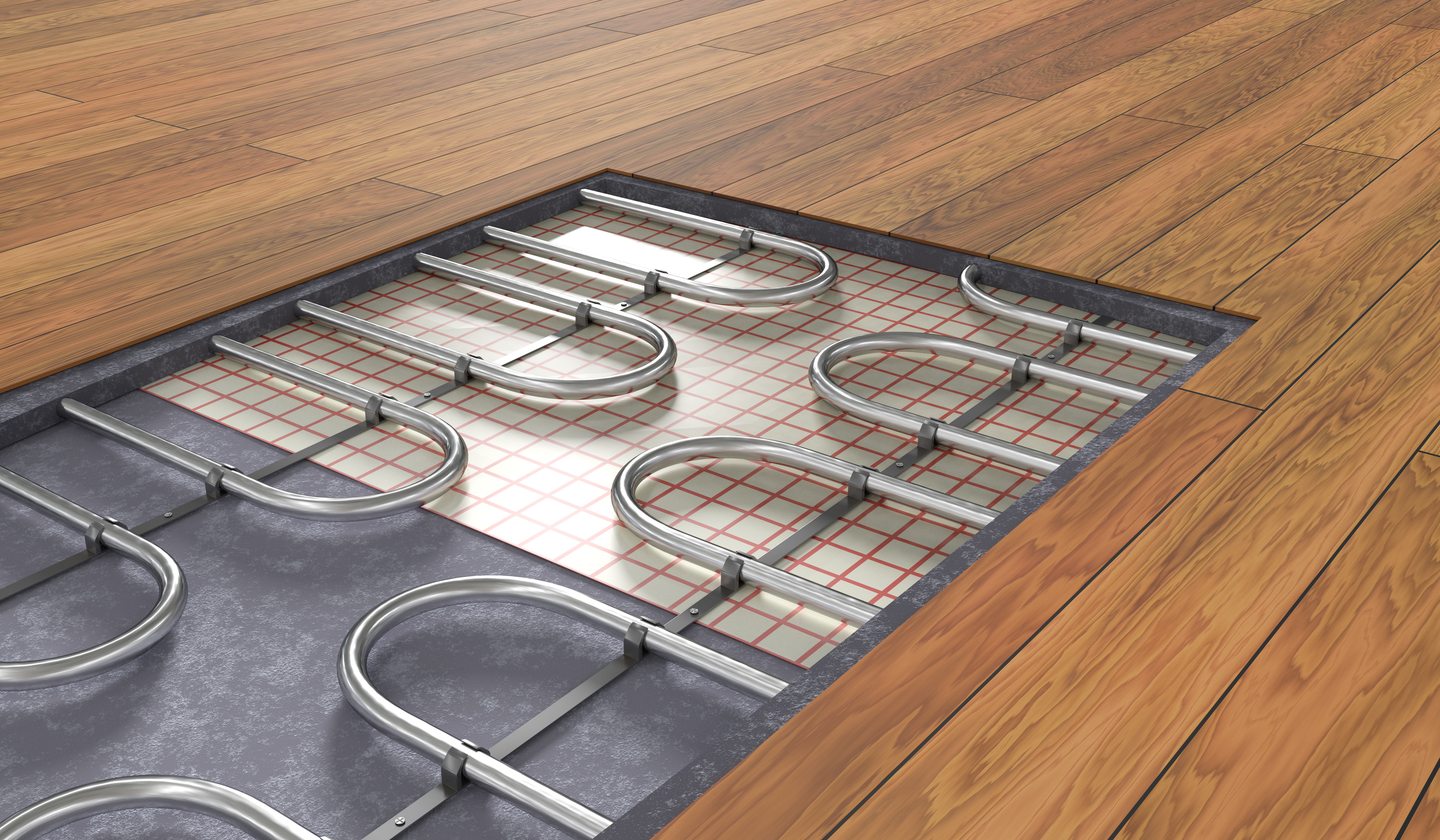 Heating Wood Floor Featured Image of a 3D render of wood over radiant heat