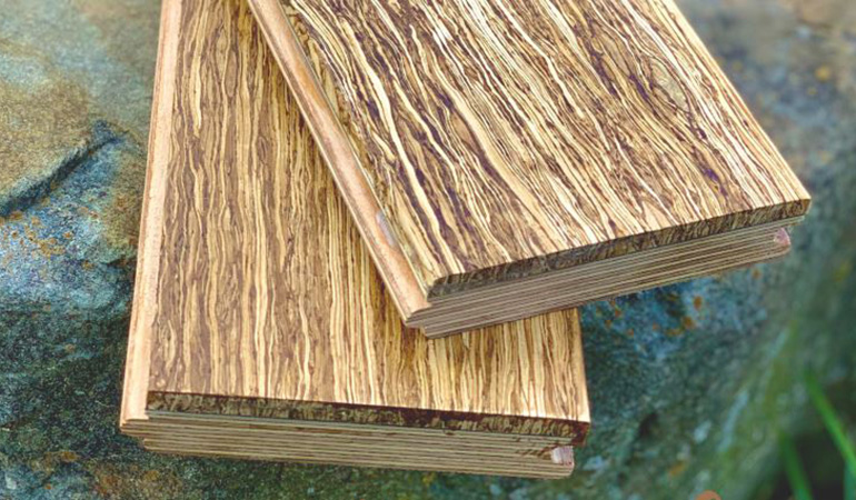 Closeup of hemp planks