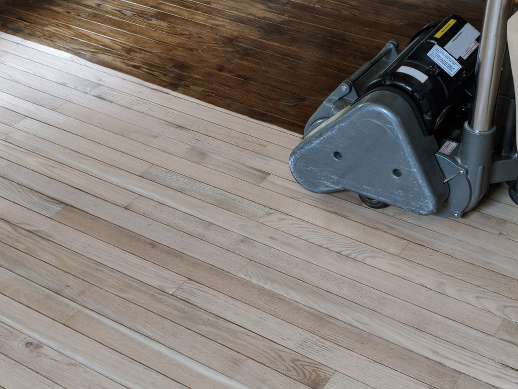 Stripping wood floor stain