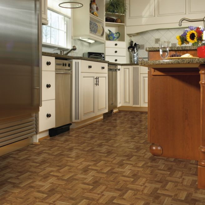 vinyl parquet kitchen floor via Armstrong