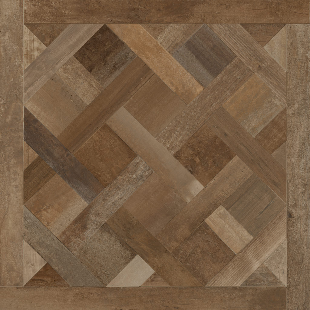 A prefabricated basketweave wood parquet tile