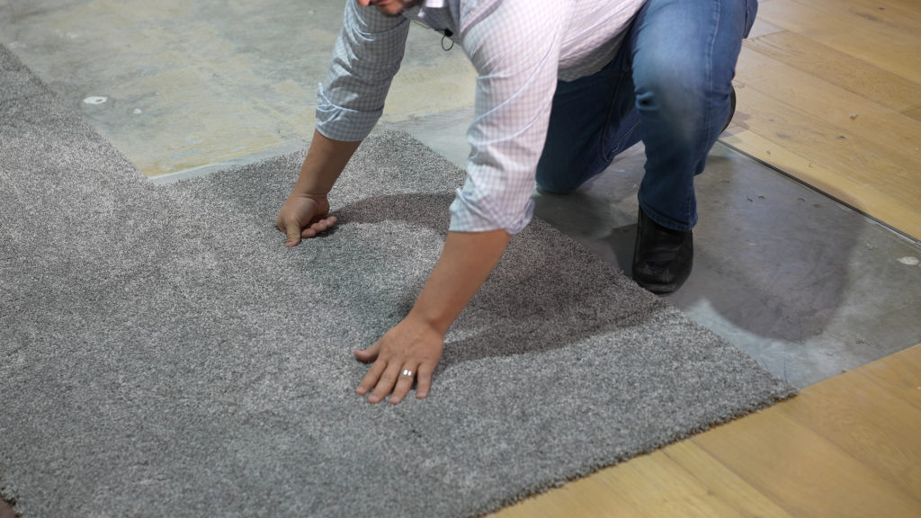 Installing Resilience Luxury Carpet Tile in Cobblestone | Courtesy of Proximity Mills